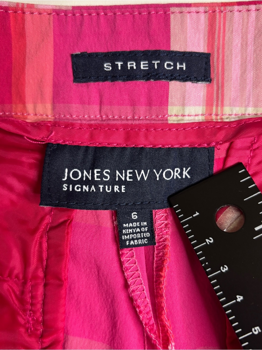 Jones New York Pink Plaid Bermuda Shorts Size 6 Preppy Summer Golf - Picture 2 of 12